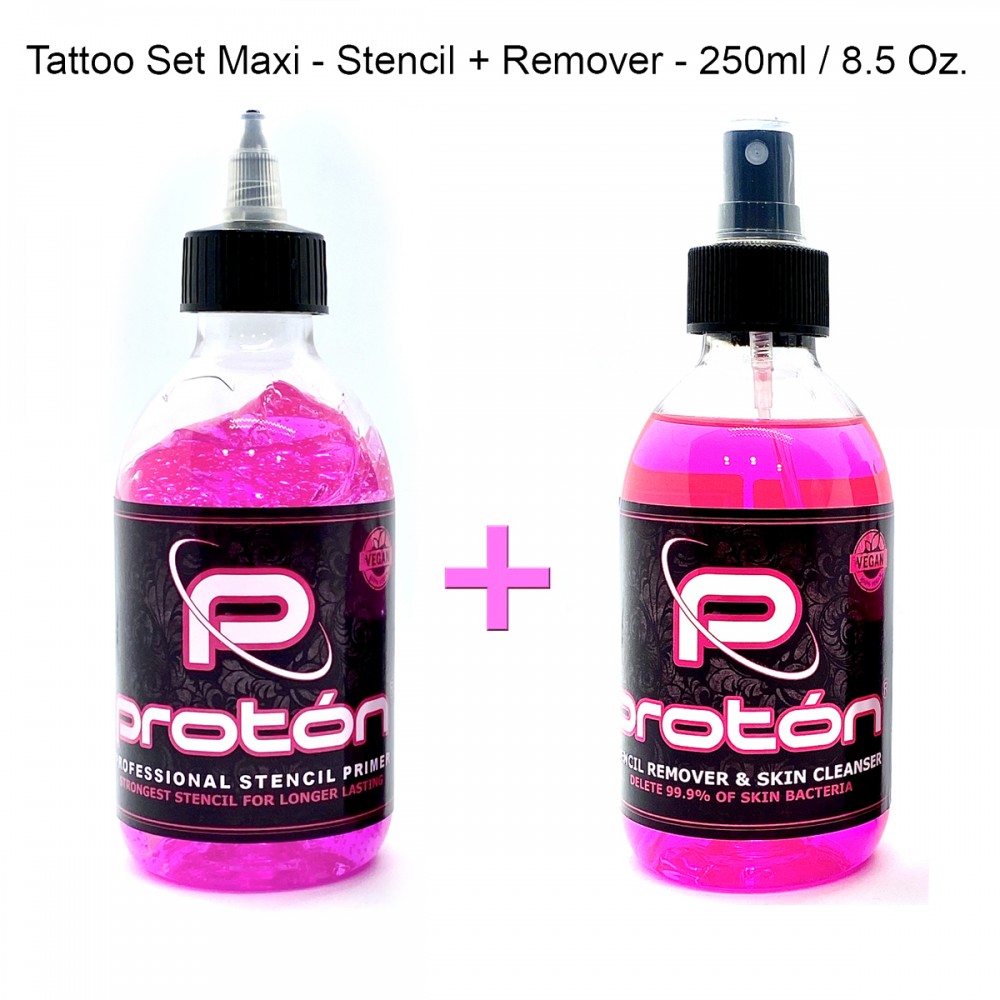 Tattoo Set Maxi Rosa - Stencil + Remover - 250ml / 8.5 Oz.