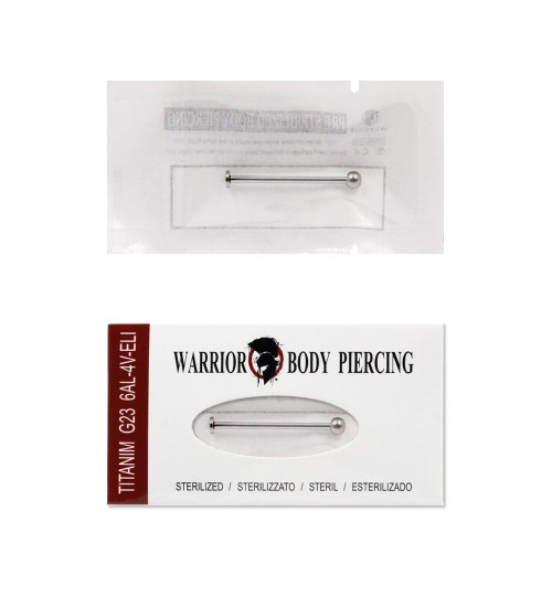 Piercing Cheek/Barbell Dimple 1.2 X 19 X 4 Conf.1PZ Warrior sterili in Titanio G-23