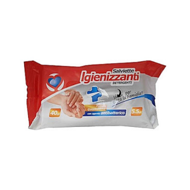  Salviette Igienizzanti Detergenti con Agente Antibatterico 40 Pezzi