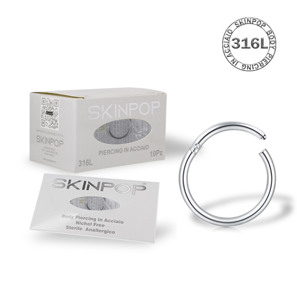 Segment ring con cerniera SKINPOP 1.6 X 10MM in Acciaio 316L Sterile Conf. 10 pz